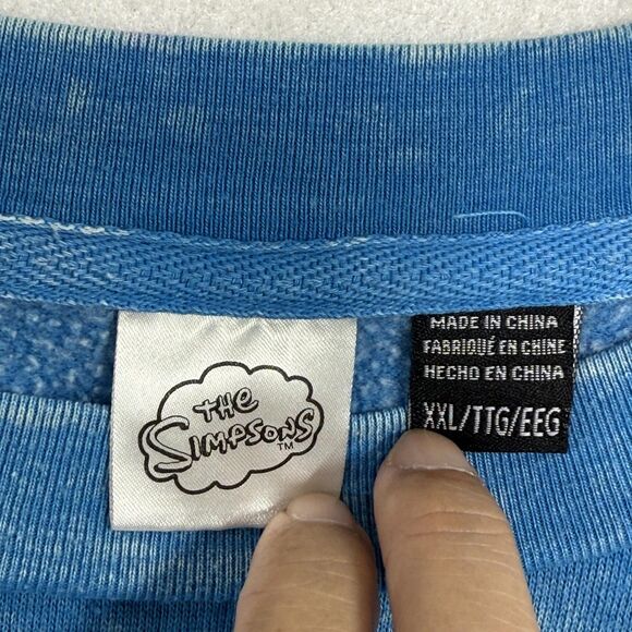 Simpsons Bart Skateboard Graphic Sweatshirt XXL Blue Acid Wash Retro 90s Style - Picture 3 of 12